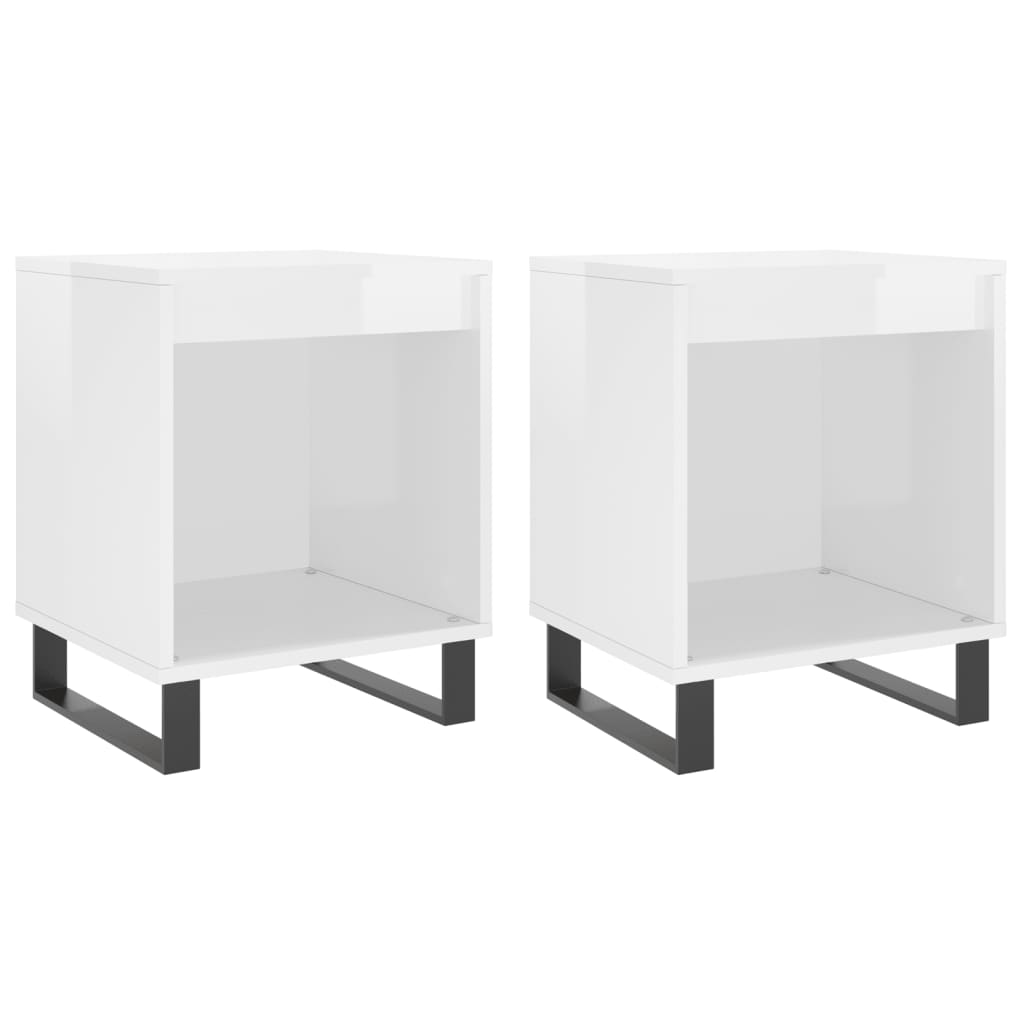 Bedside Cabinets 2 pcs High Gloss White 40x35x50 cm Engineered Wood