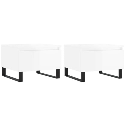Coffee Tables 2 pcs High Gloss White 50x46x35 cm Engineered Wood