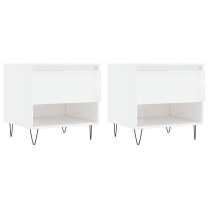 Coffee Tables 2 pcs High Gloss White 50x46x50 cm Engineered Wood