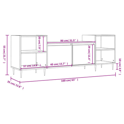 TV Cabinet High Gloss White 160x35x55 cm Engineered Wood