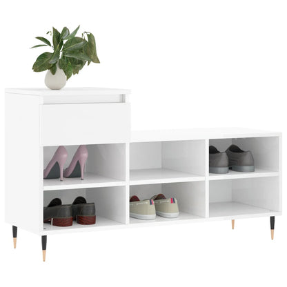 Shoe Cabinet High Gloss White 102x36x60 cm Engineered Wood