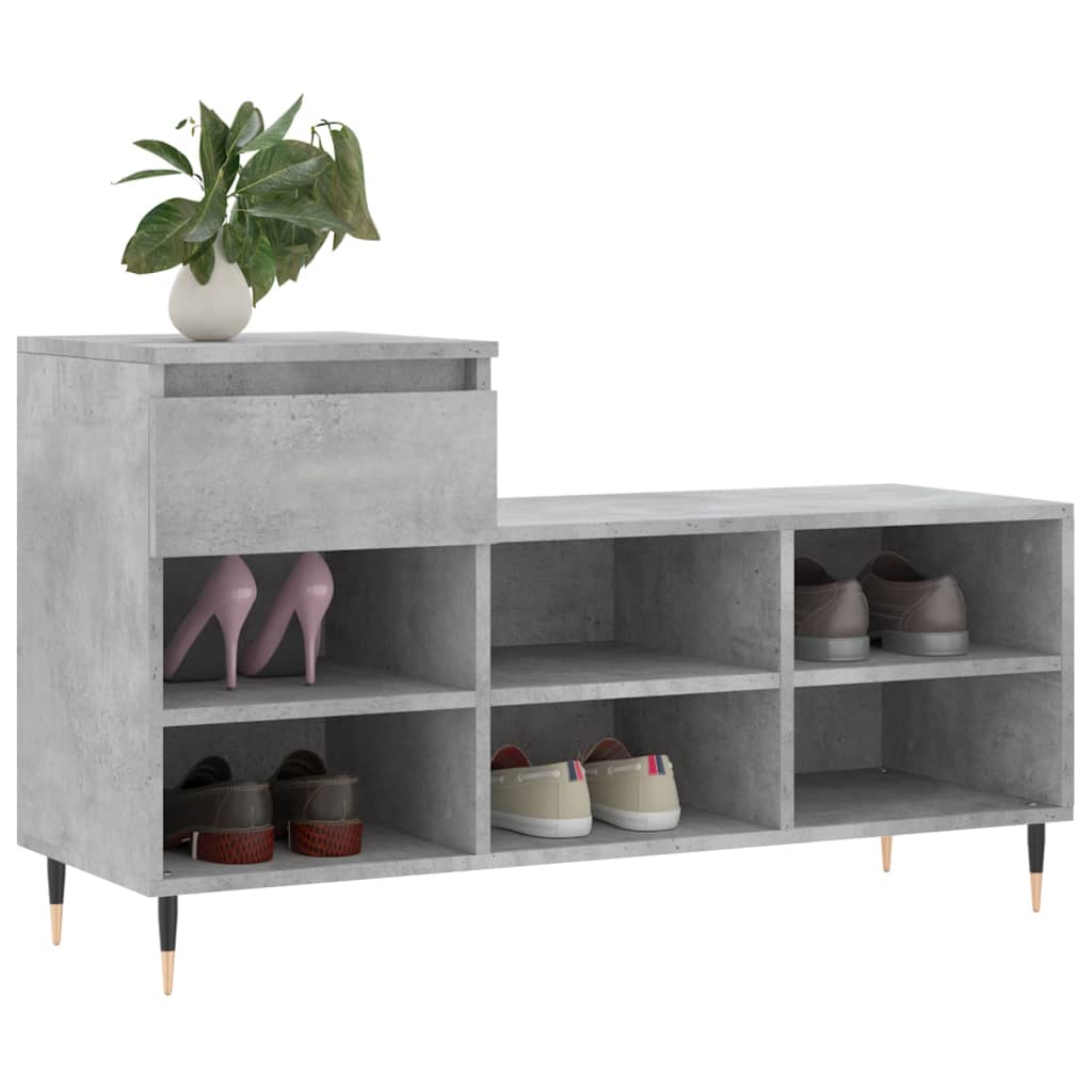 Shoe Cabinet Concrete Grey 102x36x60 cm Engineered Wood