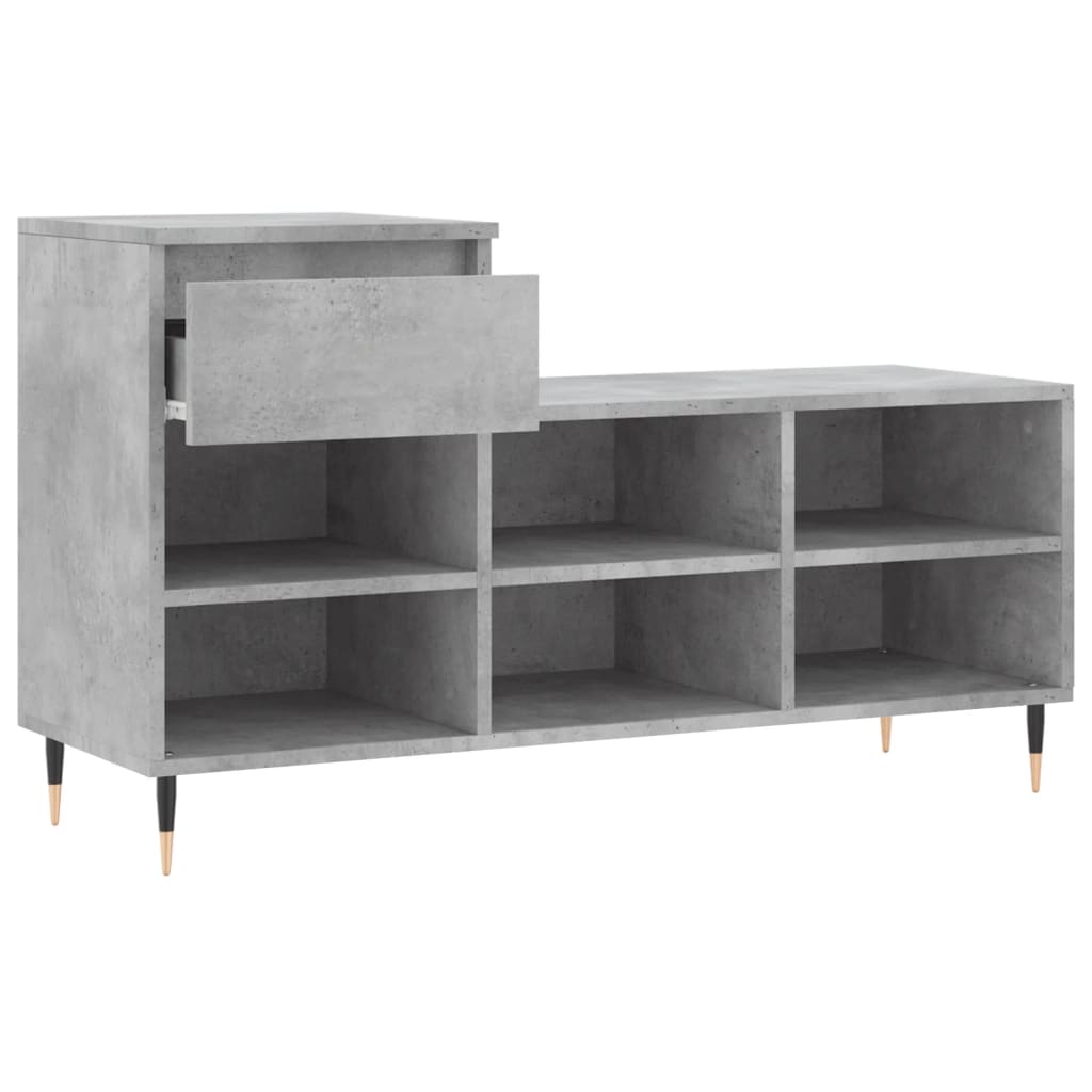 Shoe Cabinet Concrete Grey 102x36x60 cm Engineered Wood