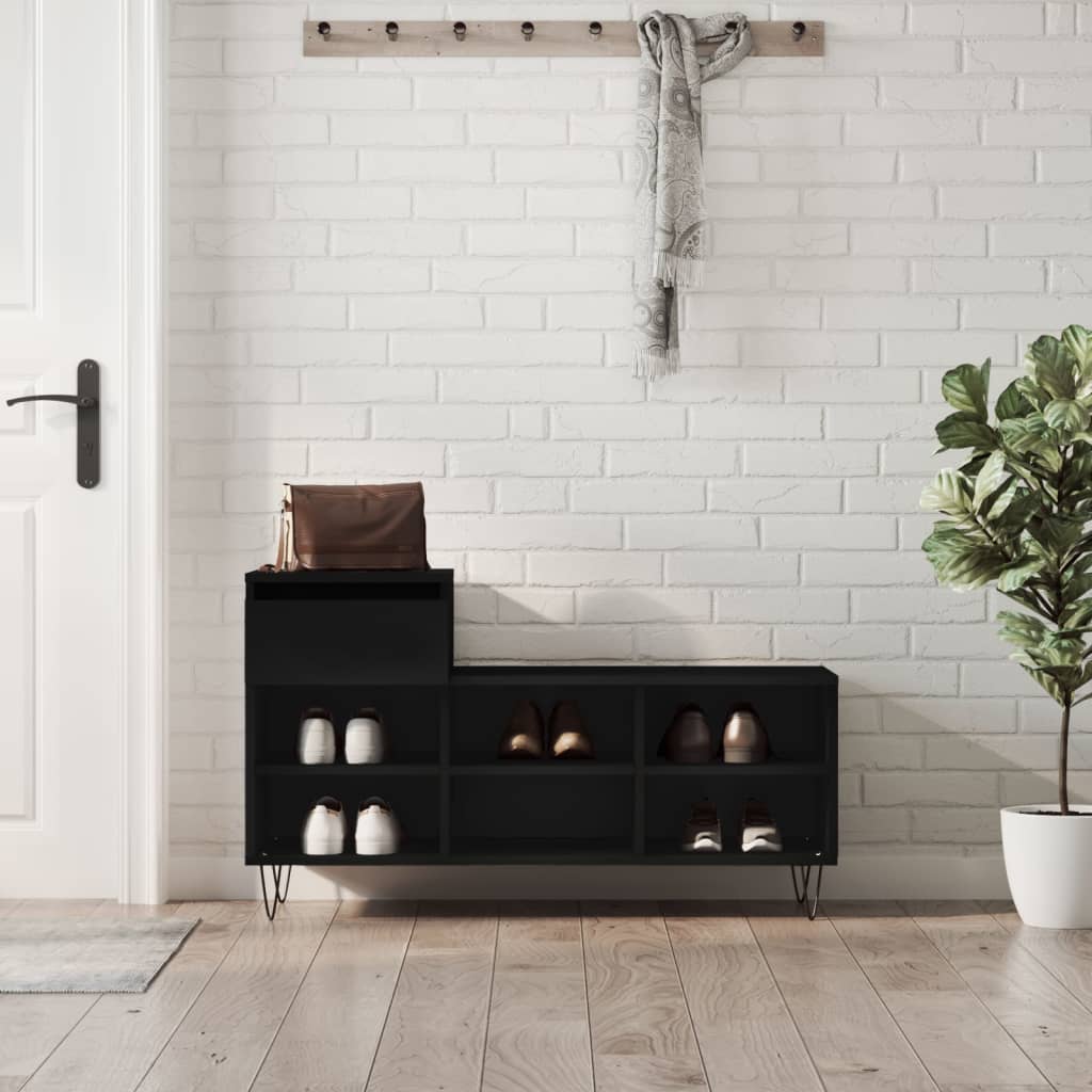 Shoe Cabinet Black 102x36x60 cm Engineered Wood
