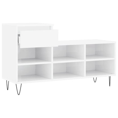 Shoe Cabinet High Gloss White 102x36x60 cm Engineered Wood