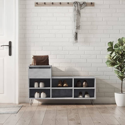 Shoe Cabinet Concrete Grey 102x36x60 cm Engineered Wood