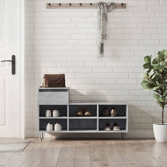 Shoe Cabinet Concrete Grey 102x36x60 cm Engineered Wood