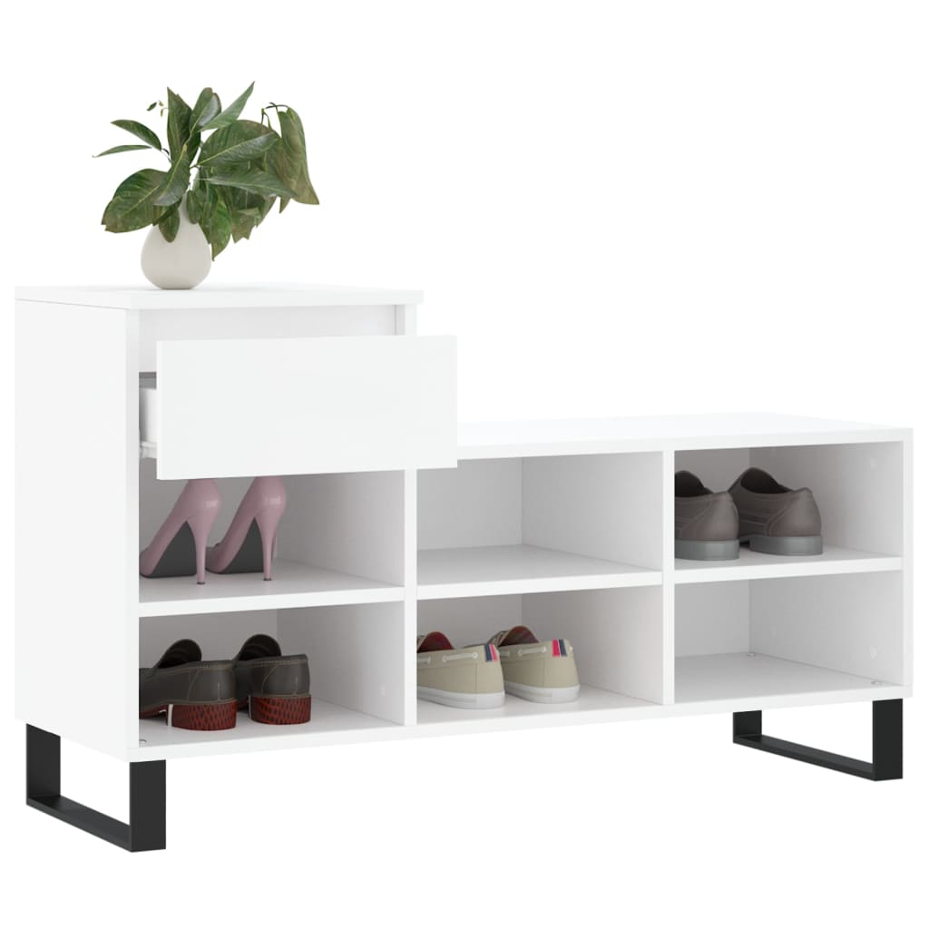 Shoe Cabinet White 102x36x60 cm Engineered Wood
