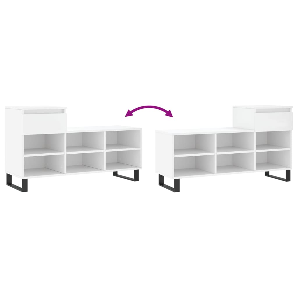 Shoe Cabinet White 102x36x60 cm Engineered Wood