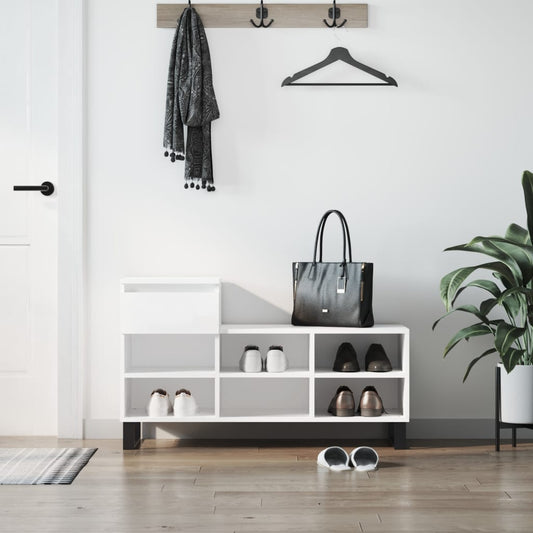 Shoe Cabinet White 102x36x60 cm Engineered Wood