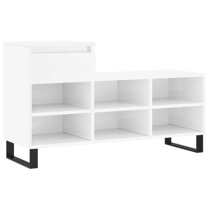 Shoe Cabinet High Gloss White 102x36x60 cm Engineered Wood