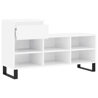 Shoe Cabinet High Gloss White 102x36x60 cm Engineered Wood
