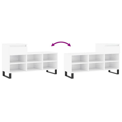 Shoe Cabinet High Gloss White 102x36x60 cm Engineered Wood