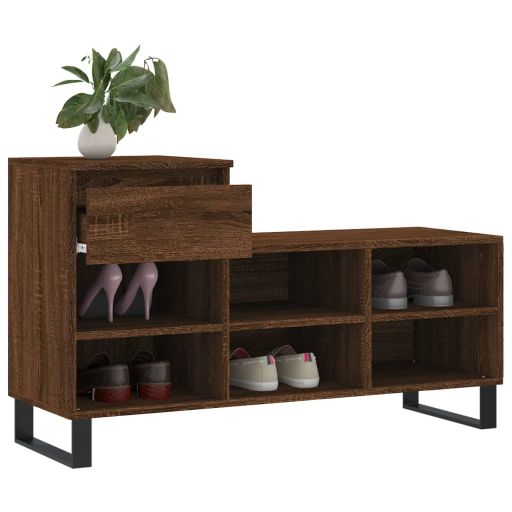 Shoe Cabinet Brown Oak 102x36x60 cm Engineered Wood
