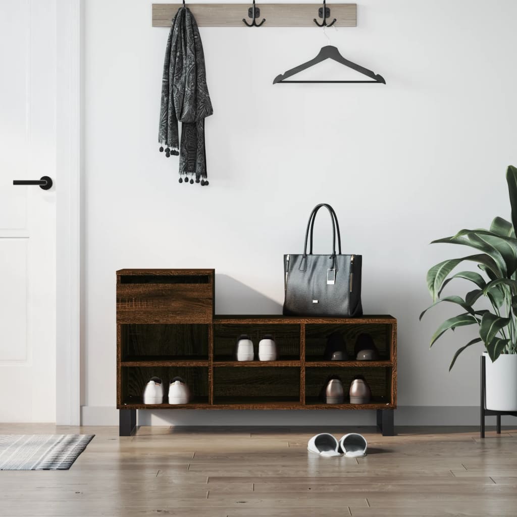 Shoe Cabinet Brown Oak 102x36x60 cm Engineered Wood
