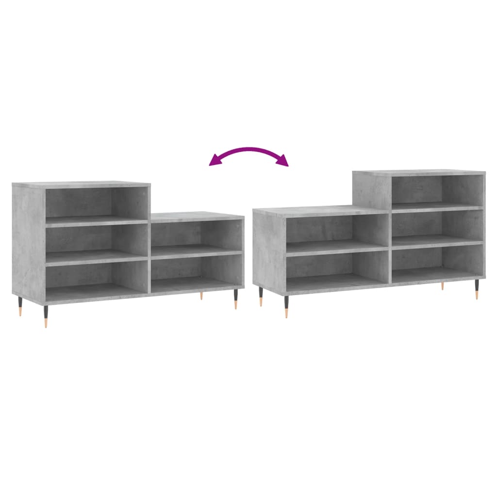 Shoe Cabinet Concrete Grey 102x36x60 cm Engineered Wood