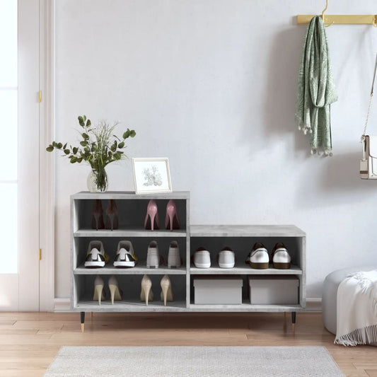 Shoe Cabinet Concrete Grey 102x36x60 cm Engineered Wood