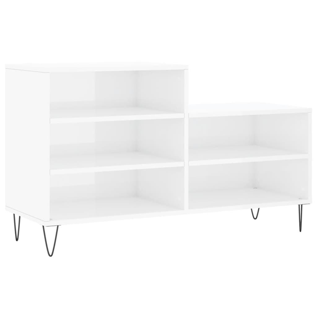 Shoe Cabinet High Gloss White 102x36x60 cm Engineered Wood