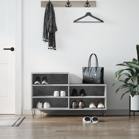 Shoe Cabinet Concrete Grey 102x36x60 cm Engineered Wood