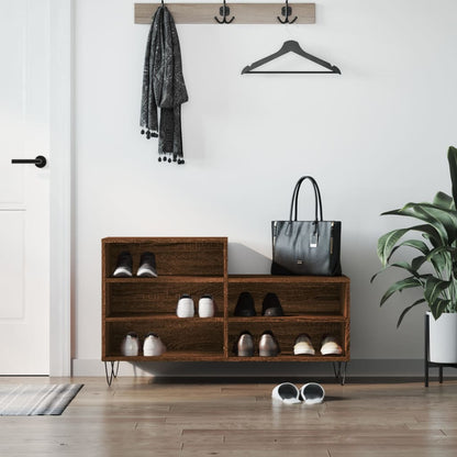 Shoe Cabinet Brown Oak 102x36x60 cm Engineered Wood