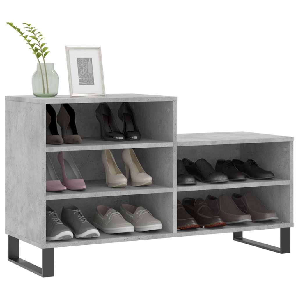 Shoe Cabinet Concrete Grey 102x36x60 cm Engineered Wood