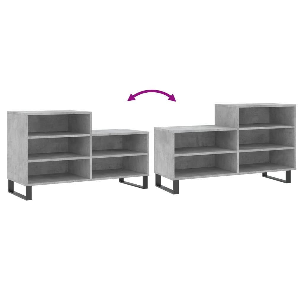 Shoe Cabinet Concrete Grey 102x36x60 cm Engineered Wood