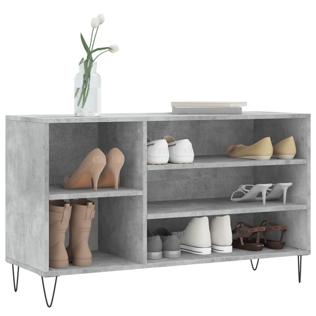 Shoe Cabinet Concrete Grey 102x36x60 cm Engineered Wood