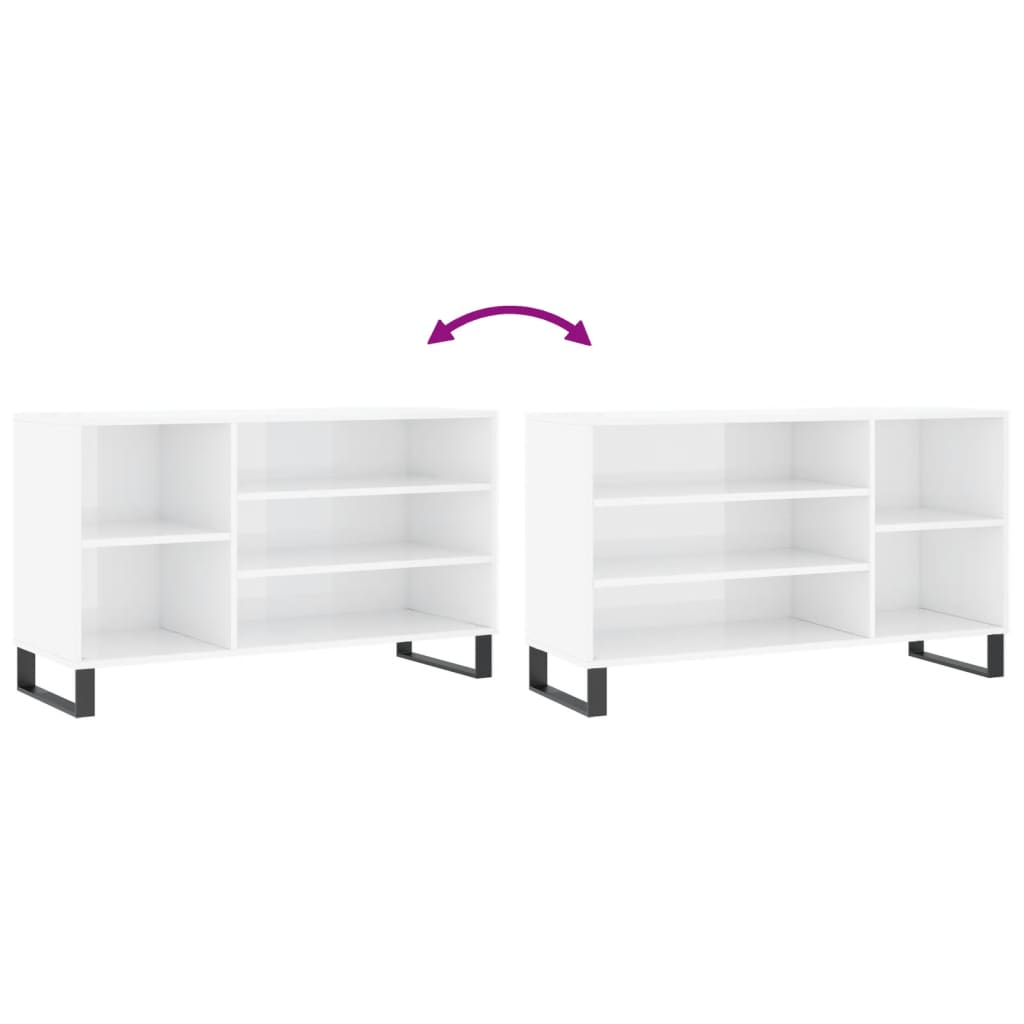 Shoe Cabinet High Gloss White 102x36x60 cm Engineered Wood