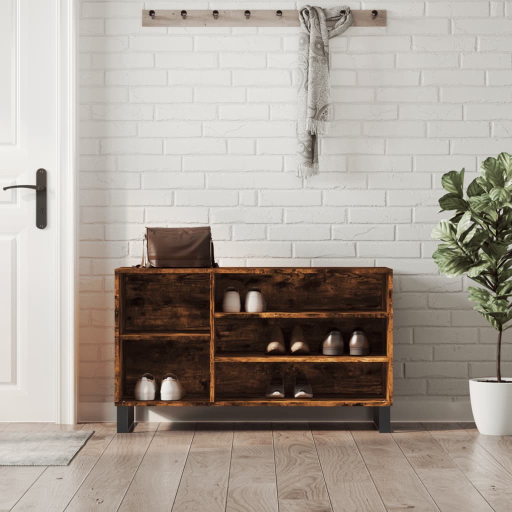 Shoe Cabinet Smoked Oak 102x36x60 cm Engineered Wood