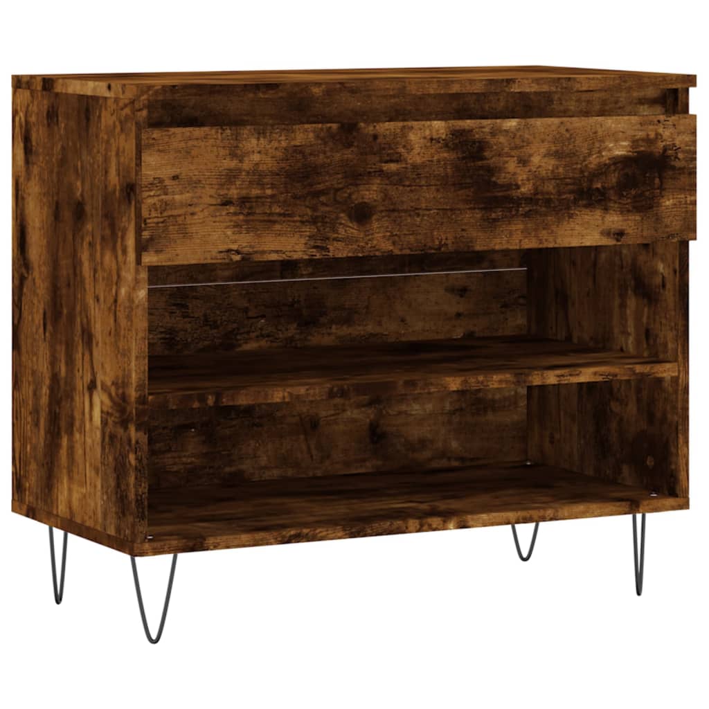 Shoe Cabinet Smoked Oak 70x36x60 cm Engineered Wood
