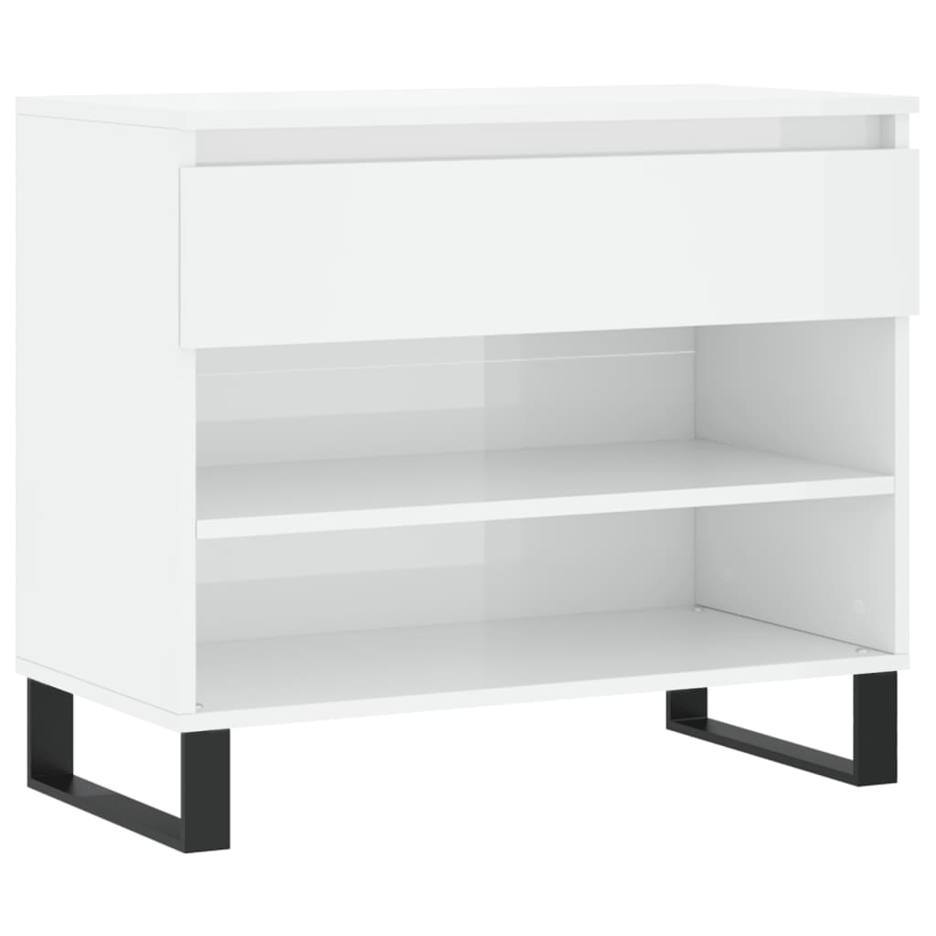 Shoe Cabinet High Gloss White 70x36x60 cm Engineered Wood
