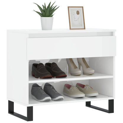 Shoe Cabinet High Gloss White 70x36x60 cm Engineered Wood
