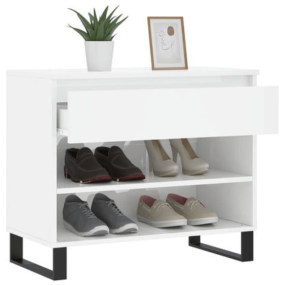 Shoe Cabinet High Gloss White 70x36x60 cm Engineered Wood
