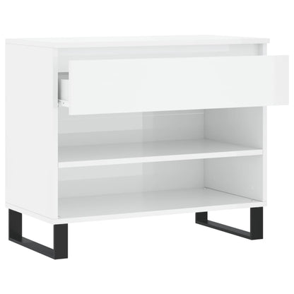 Shoe Cabinet High Gloss White 70x36x60 cm Engineered Wood