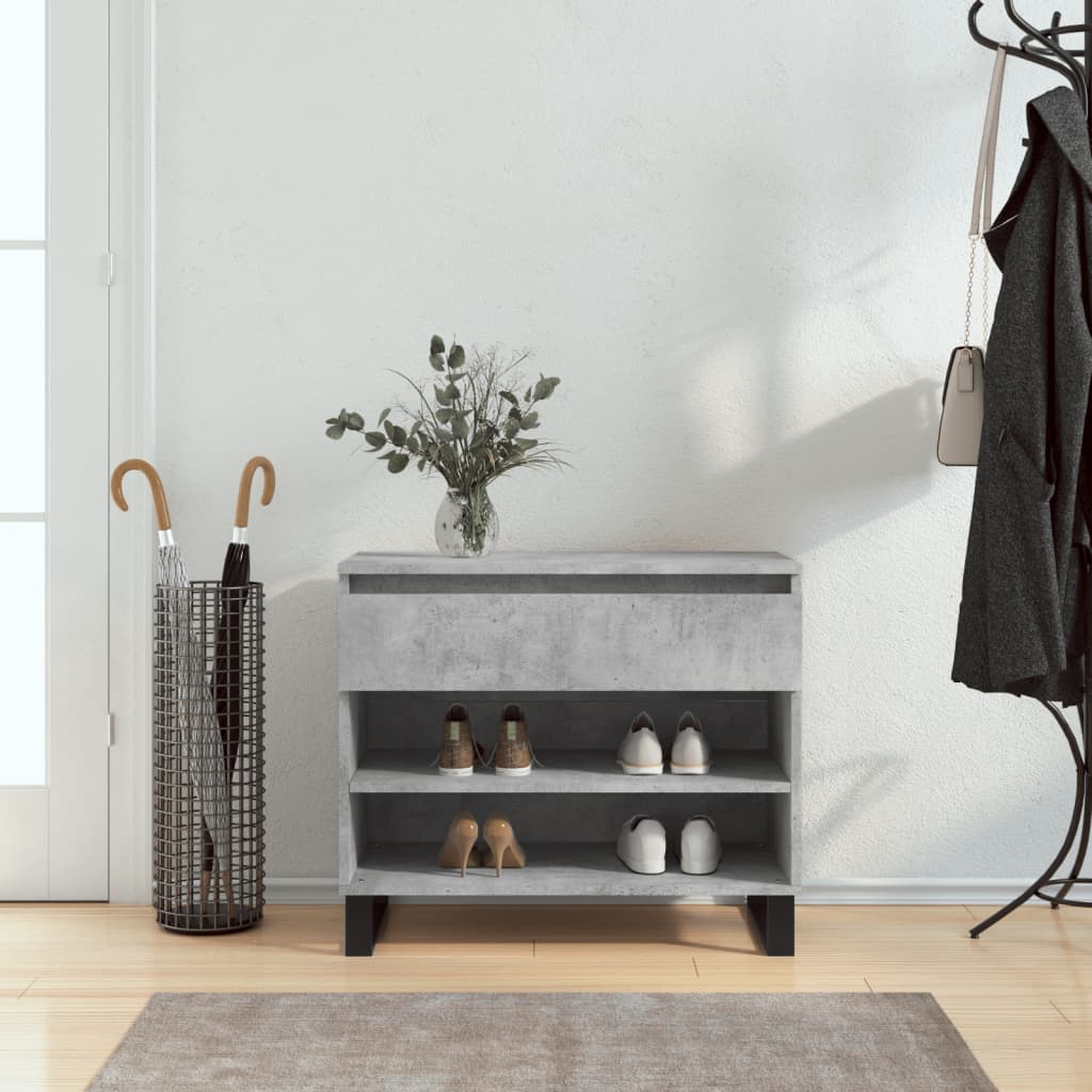 Shoe Cabinet Concrete Grey 70x36x60 cm Engineered Wood