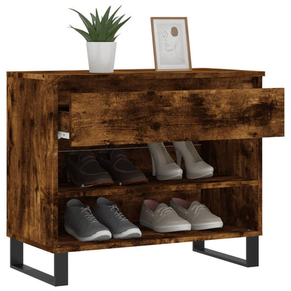 Shoe Cabinet Smoked Oak 70x36x60 cm Engineered Wood