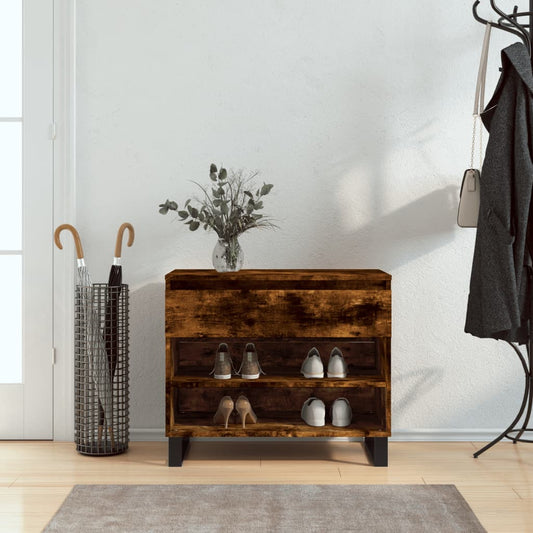 Shoe Cabinet Smoked Oak 70x36x60 cm Engineered Wood