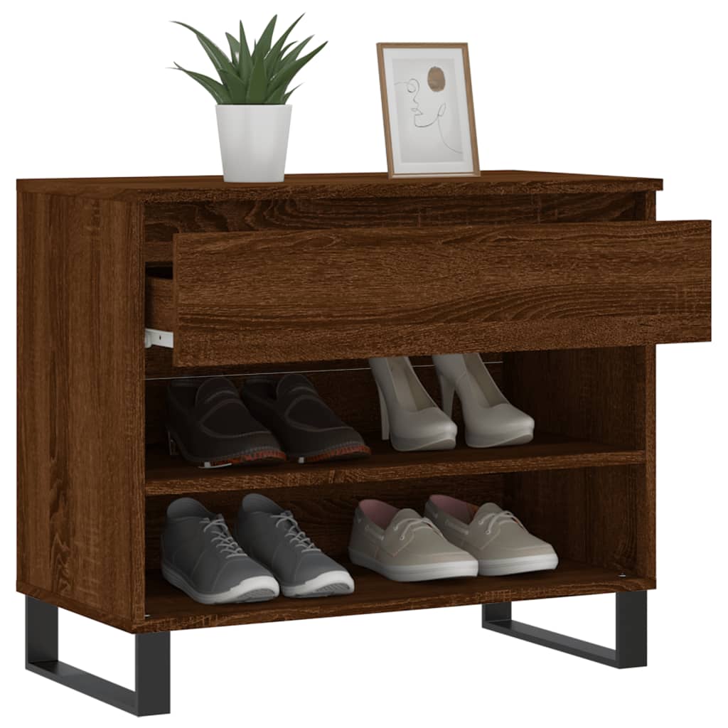 Shoe Cabinet Brown Oak 70x36x60 cm Engineered Wood