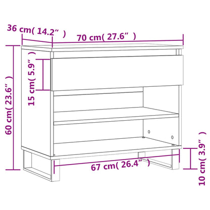 Shoe Cabinet Brown Oak 70x36x60 cm Engineered Wood