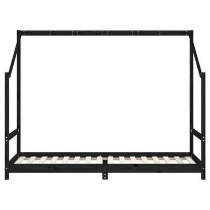 Kids Bed Frame Black 90x200 cm Solid Wood Pine