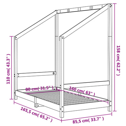 Kids Bed Frame 80x160 cm Solid Wood Pine