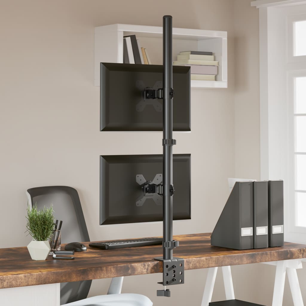 Dual Monitor Stand Black Steel VESA 75/100 mm