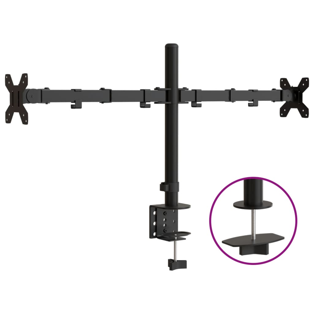 Dual Monitor Stand Black Steel VESA 75/100 mm