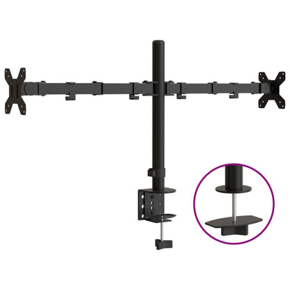 Dual Monitor Stand Black Steel VESA 75/100 mm