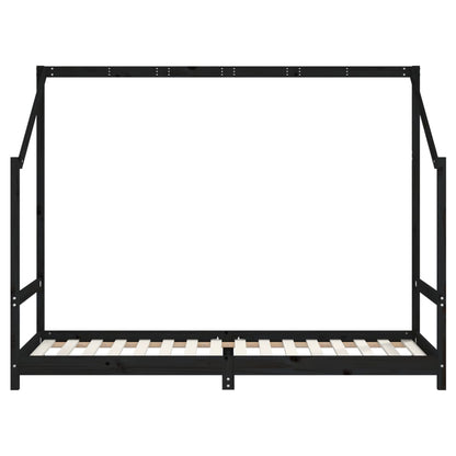 Kids Bed Frame Black 2x(80x200) cm Solid Wood Pine