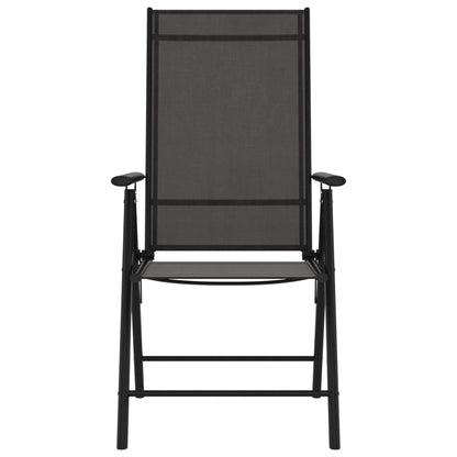 7 Piece Garden Dining Set Black Aluminium