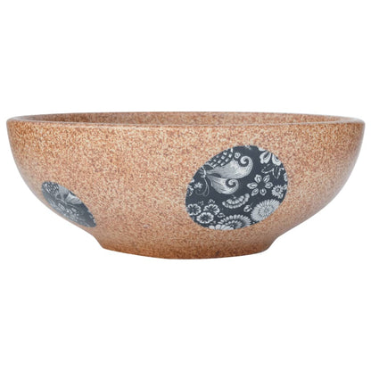 Countertop Basin Brown and Blue Round Φ41x14 cm Ceramic