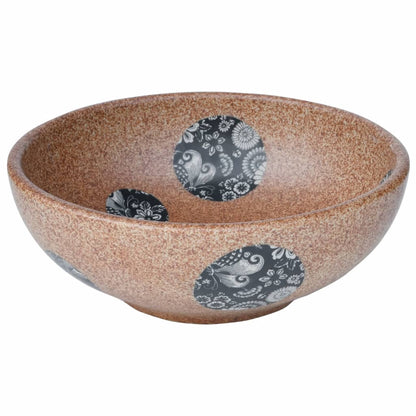 Countertop Basin Brown and Blue Round Φ41x14 cm Ceramic
