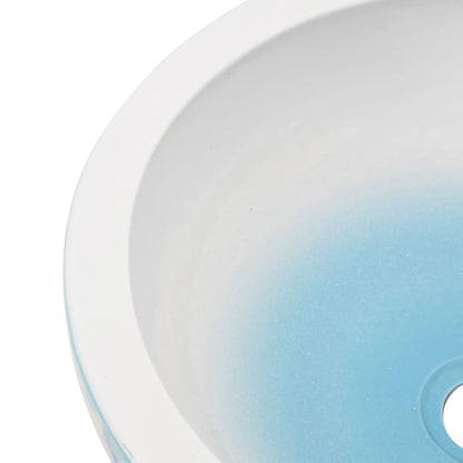 Countertop Basin White and Blue Round Φ41x14 cm Ceramic
