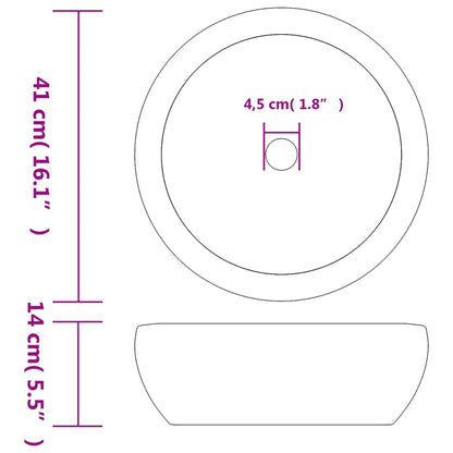 Countertop Basin White and Blue Round Φ41x14 cm Ceramic